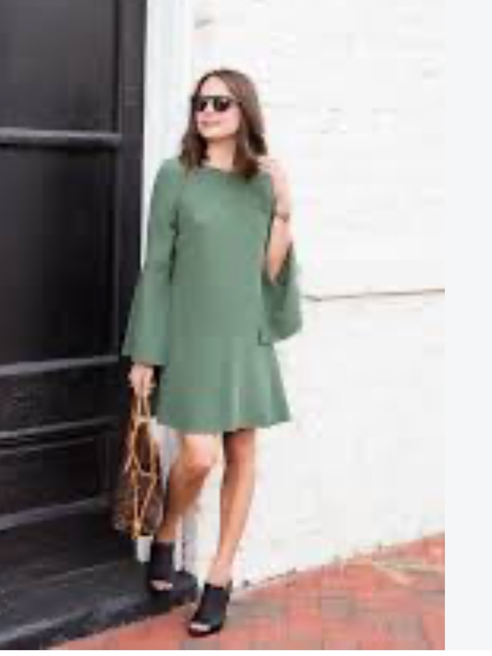 Tibi 100% Silk Sage Green Long Sleeve Flare Cuff Dress Size 00